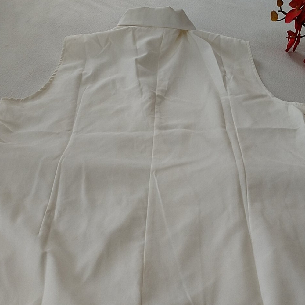 NEW Lab Coat Style White Shift Dress Sleeveless Split Front Jacket Women's XXL - Picture 6 of 8